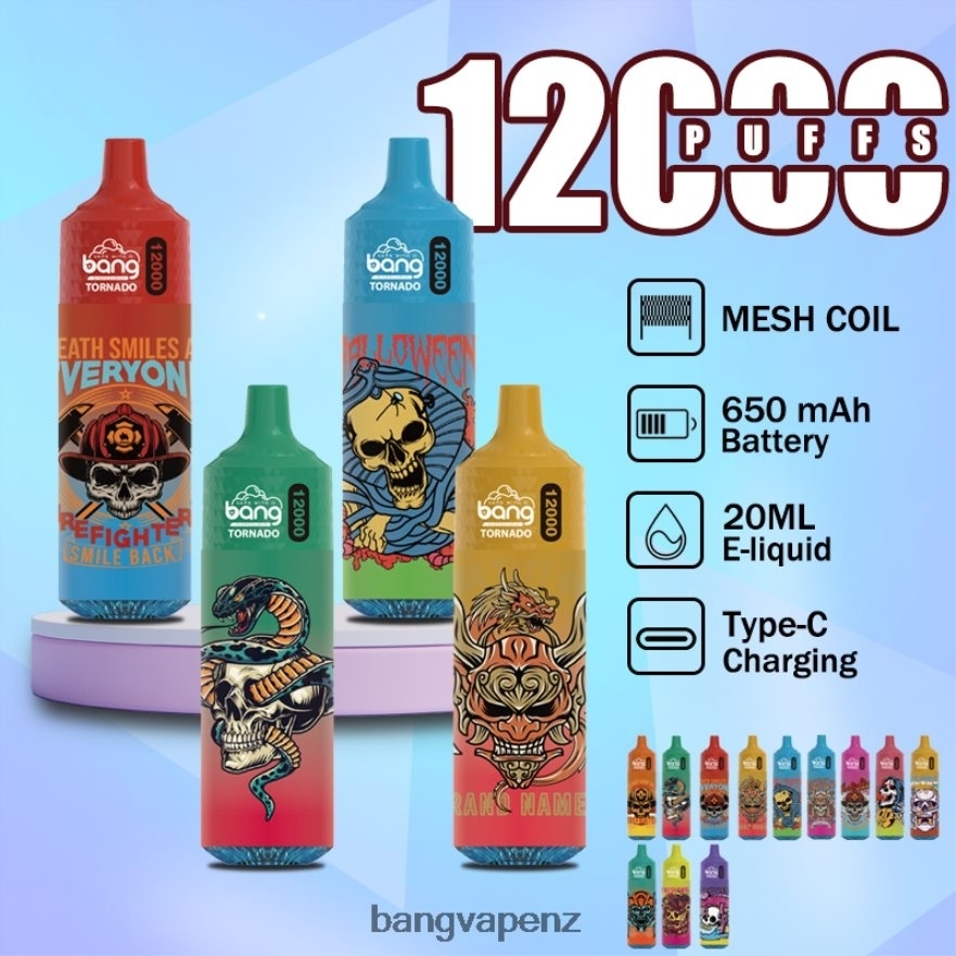 Bang Vape Tornado 12000 puffs with LED & Mesh Coil Disposable Vape Gang Wellington NB48FT4
