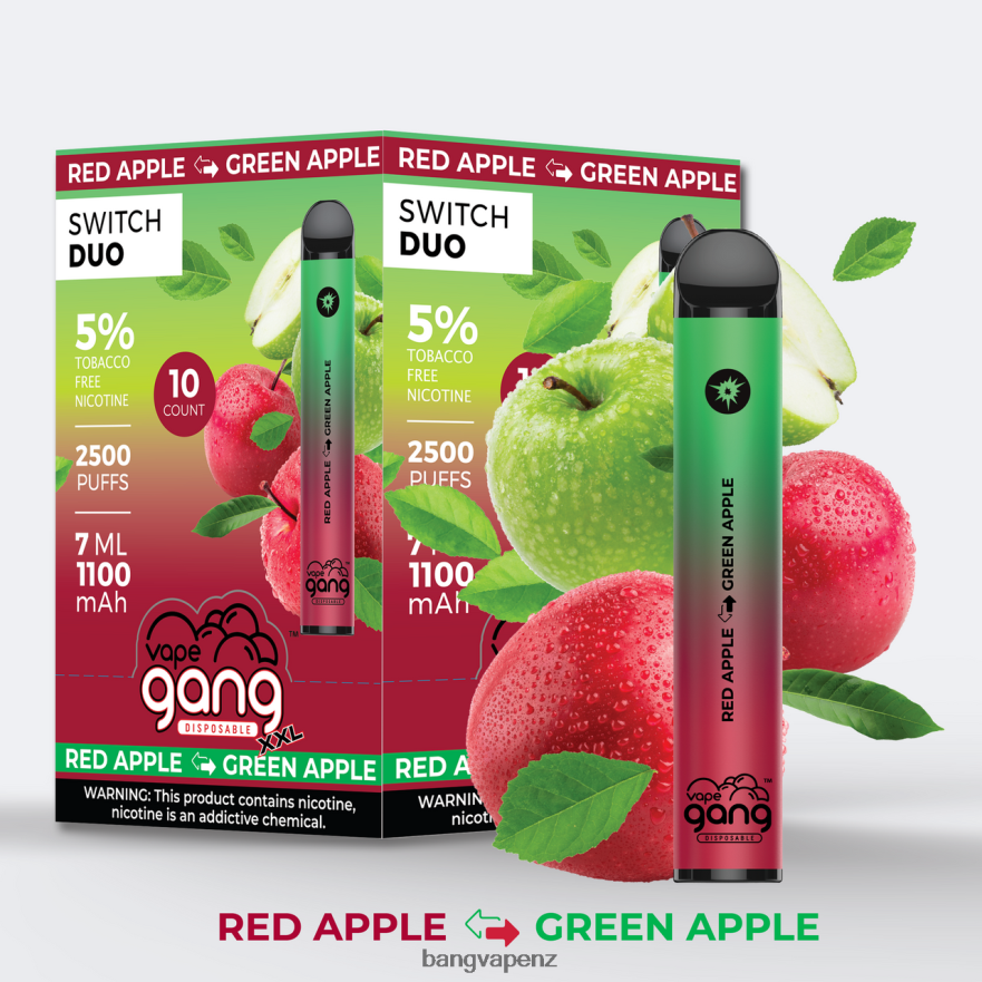 Vape Gang Switch Duo 2 flavors (Box of 10) Red Apple - Green Apple Vape Gang Flavors NB48FT46