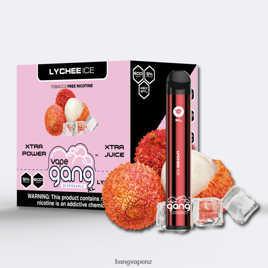 Vape Gang XL Disposable Vapes 600 puffs (Box of 10) Lychee Ice Bang Vape NZ NB48FT75